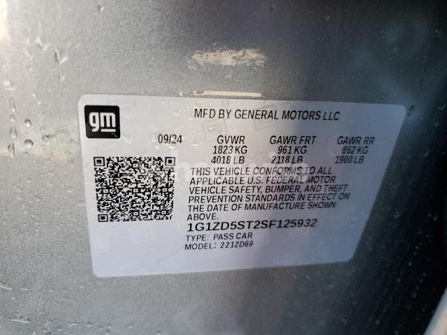 Photo 8 of 2025 CHEVROLET MALIBU LT (VIN 1G1ZD5ST2SF125932)