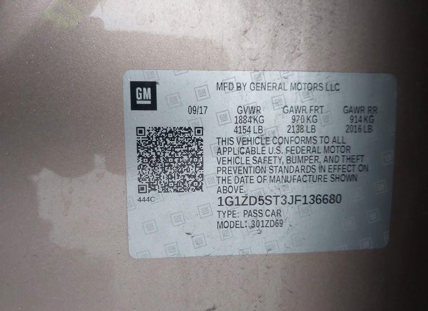 Photo 9 of 2018 Chevrolet Malibu LT (VIN 1G1ZD5ST3JF136680)