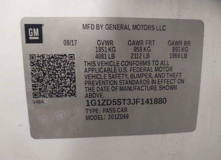 Photo 9 of 2018 Chevrolet Malibu LT (VIN 1G1ZD5ST3JF141880)