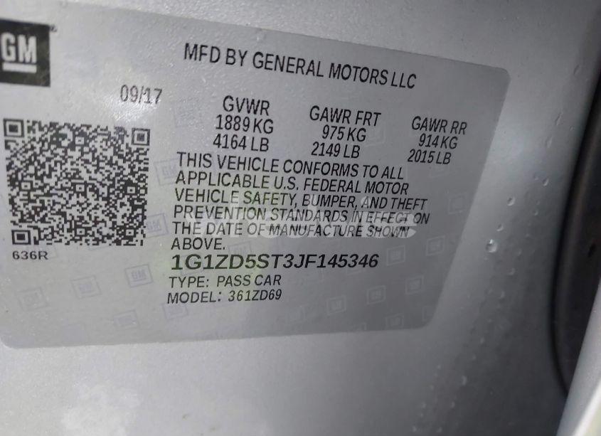 Photo 9 of 2018 Chevrolet Malibu LT (VIN 1G1ZD5ST3JF145346)