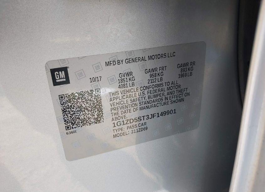 Photo 9 of 2018 Chevrolet Malibu LT (VIN 1G1ZD5ST3JF149901)