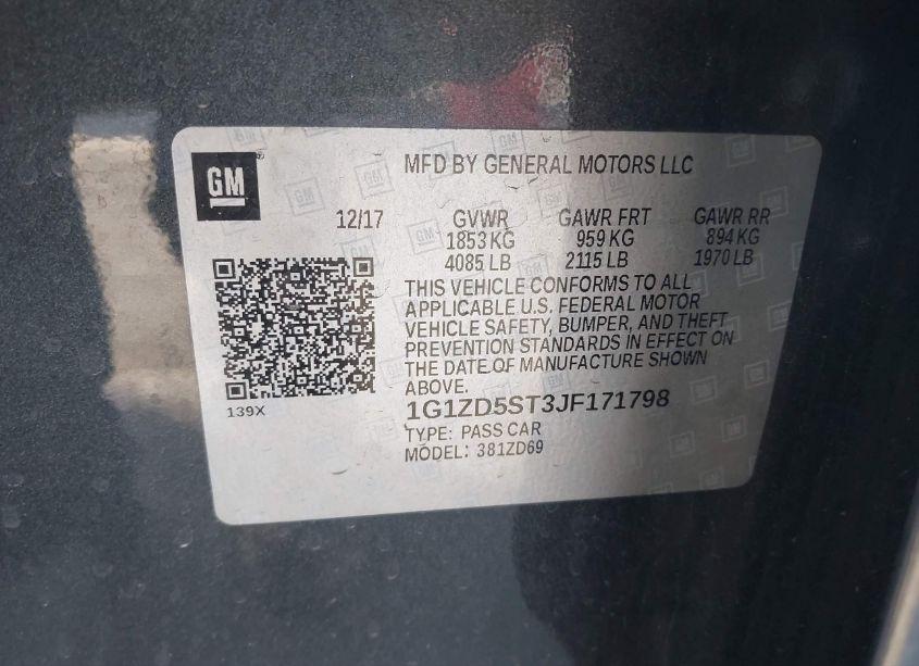 Photo 9 of 2018 Chevrolet Malibu LT (VIN 1G1ZD5ST3JF171798)