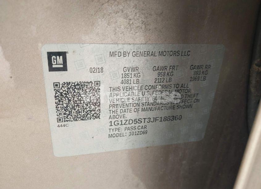 Photo 9 of 2018 Chevrolet Malibu LT (VIN 1G1ZD5ST3JF188360)