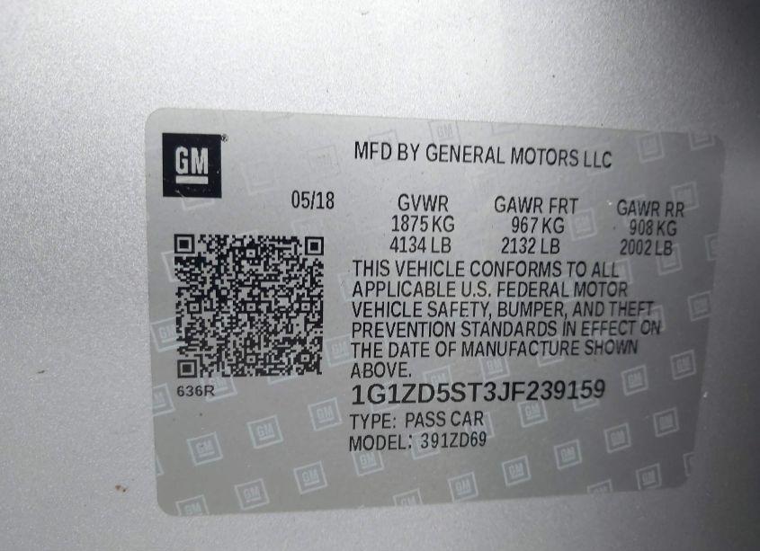 Photo 9 of 2018 Chevrolet Malibu LT (VIN 1G1ZD5ST3JF239159)