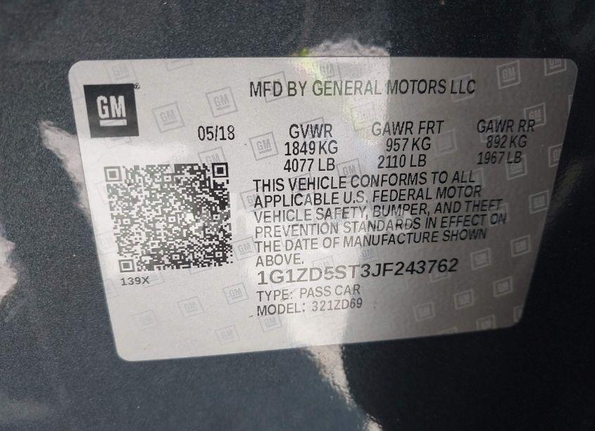 Photo 9 of 2018 Chevrolet Malibu LT (VIN 1G1ZD5ST3JF243762)