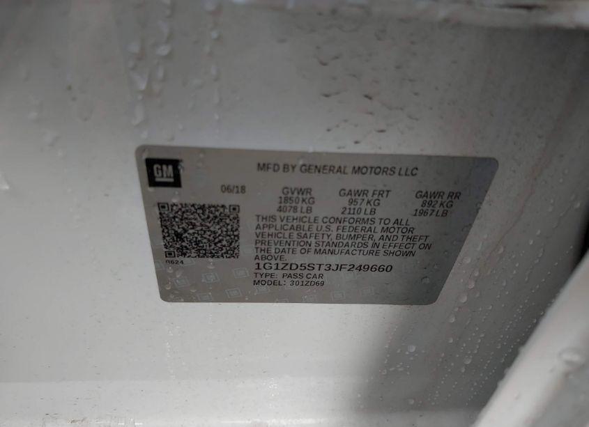 Photo 9 of 2018 Chevrolet Malibu LT (VIN 1G1ZD5ST3JF249660)