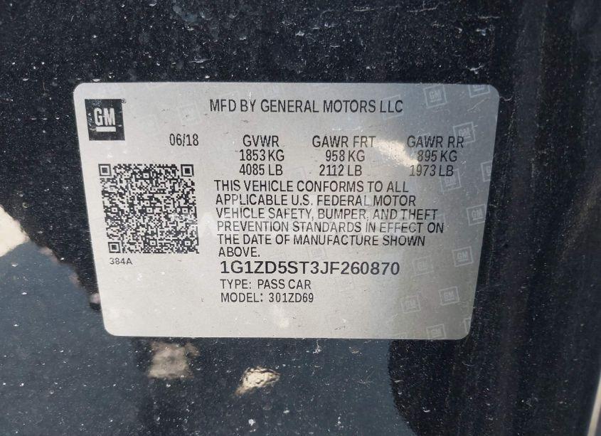 Photo 9 of 2018 Chevrolet Malibu LT (VIN 1G1ZD5ST3JF260870)