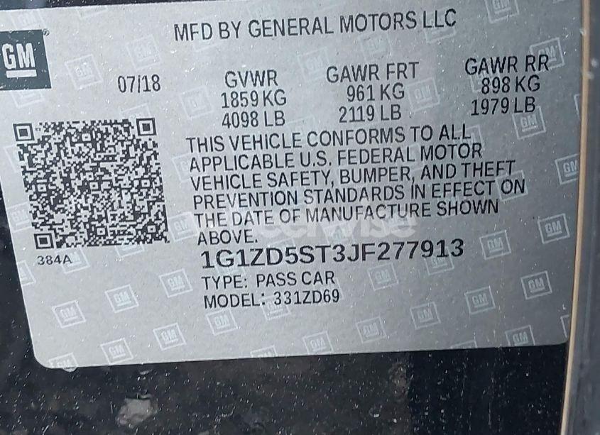 Photo 9 of 2018 Chevrolet Malibu LT (VIN 1G1ZD5ST3JF277913)