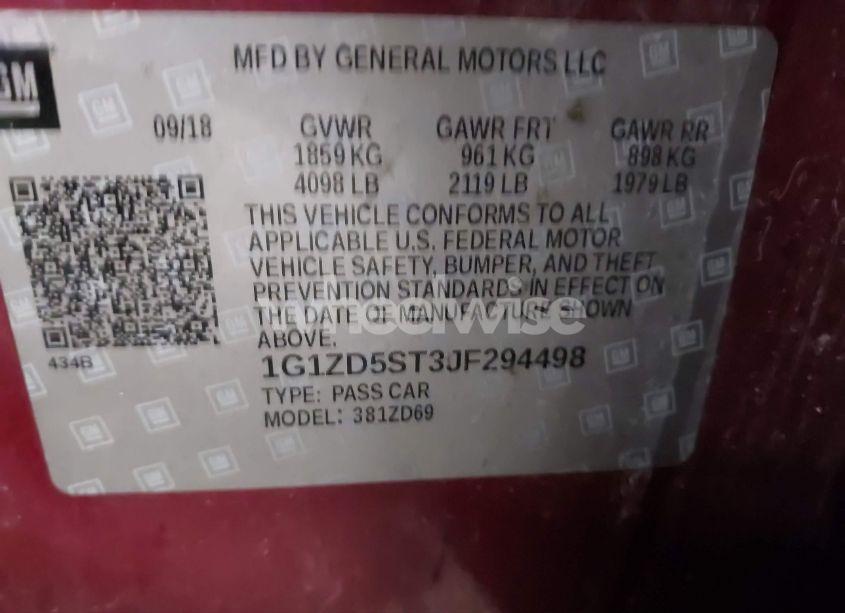 Photo 9 of 2018 Chevrolet Malibu LT (VIN 1G1ZD5ST3JF294498)