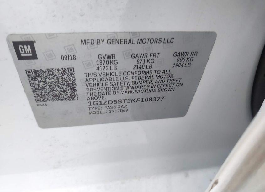 Photo 9 of 2019 Chevrolet Malibu LT (VIN 1G1ZD5ST3KF108377)