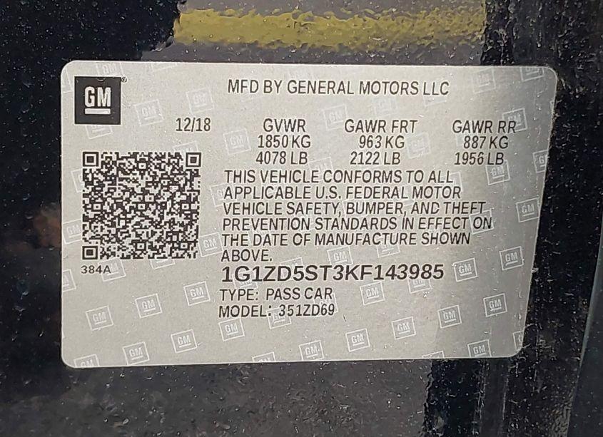 Photo 9 of 2019 Chevrolet Malibu LT (VIN 1G1ZD5ST3KF143985)