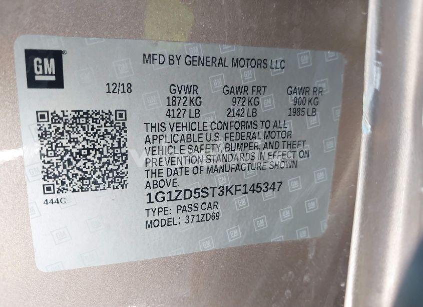 Photo 9 of 2019 Chevrolet Malibu LT (VIN 1G1ZD5ST3KF145347)