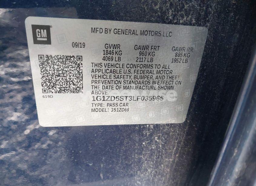 Photo 9 of 2020 Chevrolet Malibu FWD LT (VIN 1G1ZD5ST3LF035965)