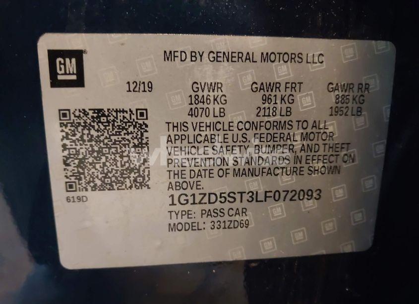 Photo 9 of 2020 Chevrolet Malibu FWD LT (VIN 1G1ZD5ST3LF072093)