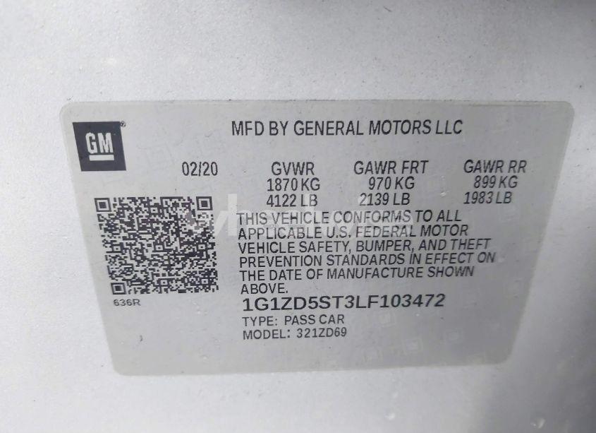 Photo 9 of 2020 Chevrolet Malibu FWD LT (VIN 1G1ZD5ST3LF103472)