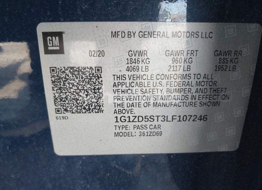 Photo 9 of 2020 Chevrolet Malibu FWD LT (VIN 1G1ZD5ST3LF107246)