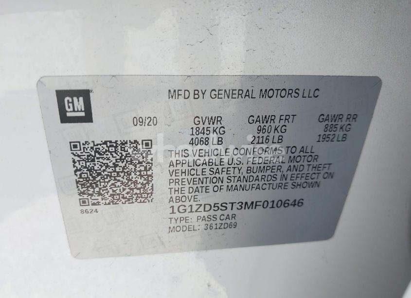 Photo 9 of 2021 Chevrolet Malibu FWD LT (VIN 1G1ZD5ST3MF010646)