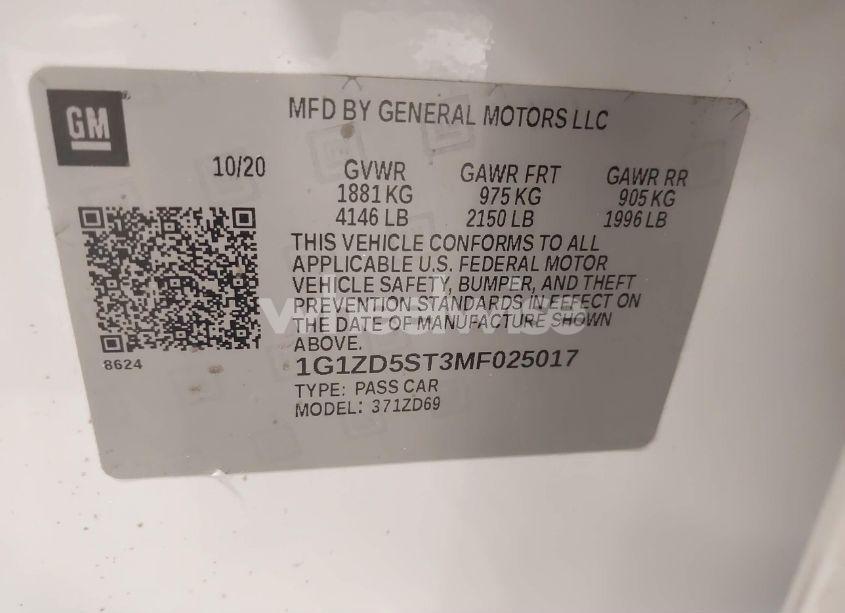 Photo 9 of 2021 Chevrolet Malibu FWD LT (VIN 1G1ZD5ST3MF025017)