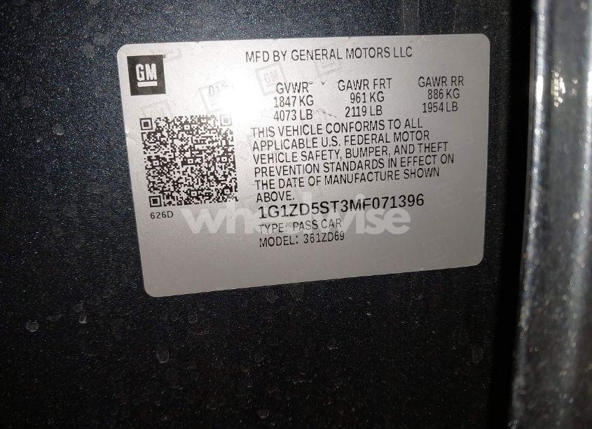 Photo 8 of 2021 Chevrolet Malibu FWD LT (VIN 1G1ZD5ST3MF071396)