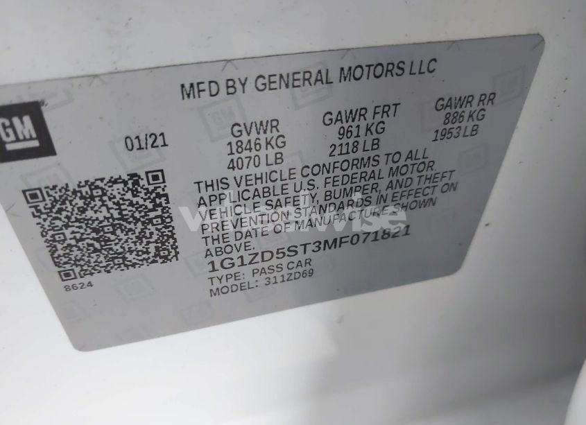 Photo 9 of 2021 Chevrolet Malibu FWD LT (VIN 1G1ZD5ST3MF071821)