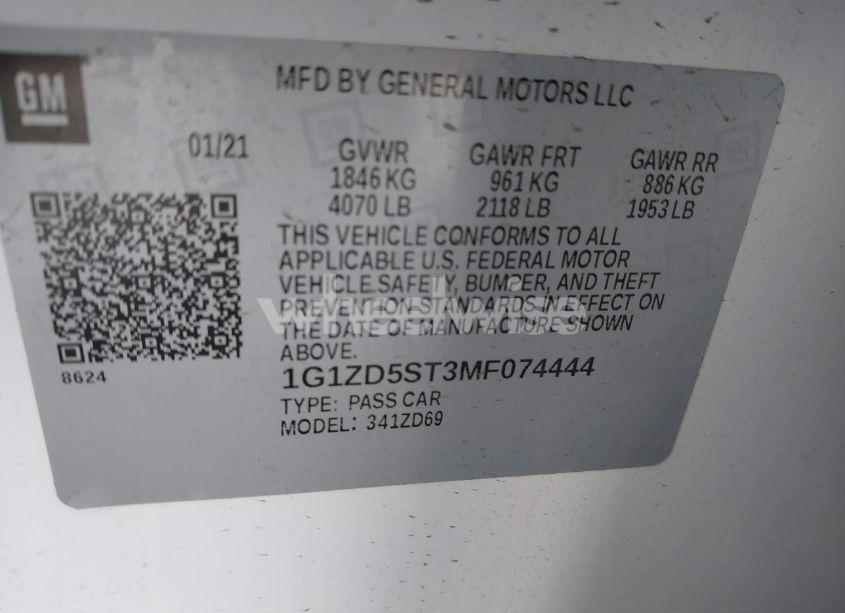 Photo 9 of 2021 Chevrolet Malibu FWD LT (VIN 1G1ZD5ST3MF074444)