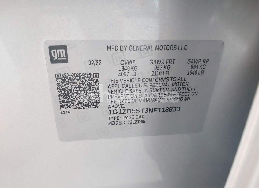 Photo 9 of 2022 Chevrolet Malibu FWD LT (VIN 1G1ZD5ST3NF118833)