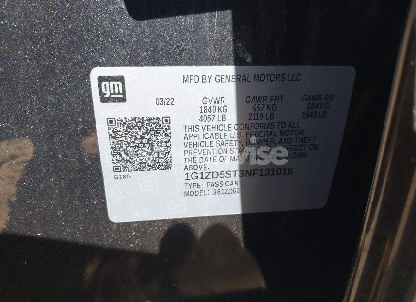 Photo 9 of 2022 Chevrolet Malibu FWD LT (VIN 1G1ZD5ST3NF131016)