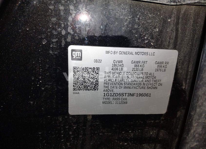 Photo 9 of 2022 Chevrolet Malibu FWD LT (VIN 1G1ZD5ST3NF196061)