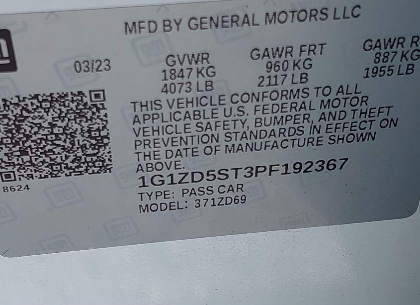 Photo 9 of 2023 Chevrolet Malibu FWD 1LT (VIN 1G1ZD5ST3PF192367)