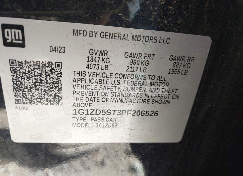 Photo 9 of 2023 Chevrolet Malibu FWD 1LT (VIN 1G1ZD5ST3PF206526)