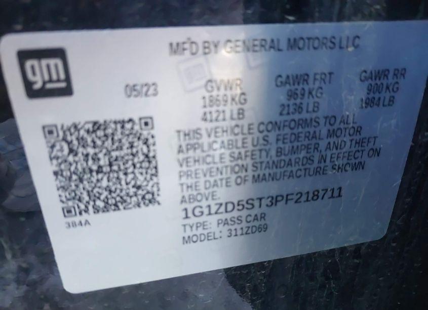 Photo 9 of 2023 Chevrolet Malibu FWD 1LT (VIN 1G1ZD5ST3PF218711)