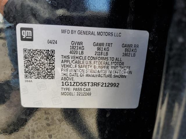 Photo 9 of 2024 CHEVROLET MALIBU LT (VIN 1G1ZD5ST3RF212992)