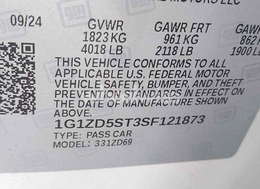 Photo 9 of 2025 Chevrolet Malibu FWD 1LT (VIN 1G1ZD5ST3SF121873)