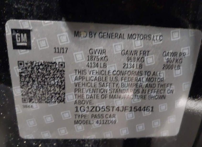 Photo 9 of 2018 Chevrolet Malibu LT (VIN 1G1ZD5ST4JF154461)