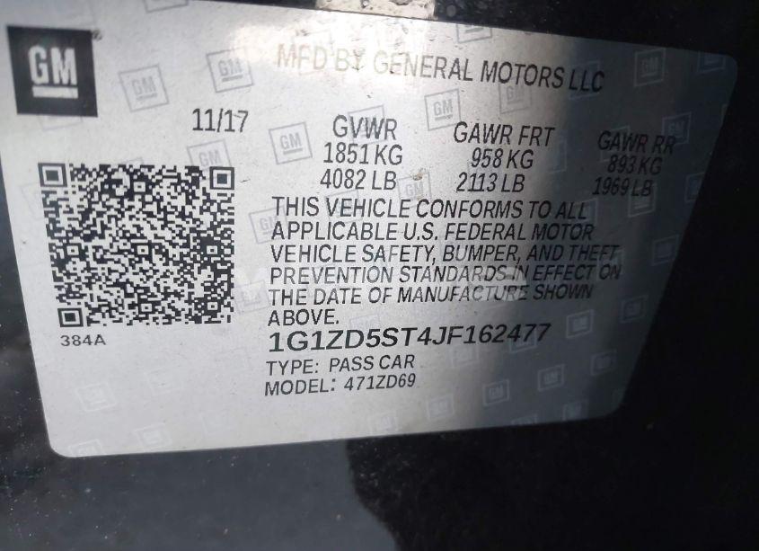 Photo 9 of 2018 Chevrolet Malibu LT (VIN 1G1ZD5ST4JF162477)