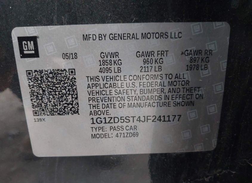 Photo 9 of 2018 Chevrolet Malibu LT (VIN 1G1ZD5ST4JF241177)