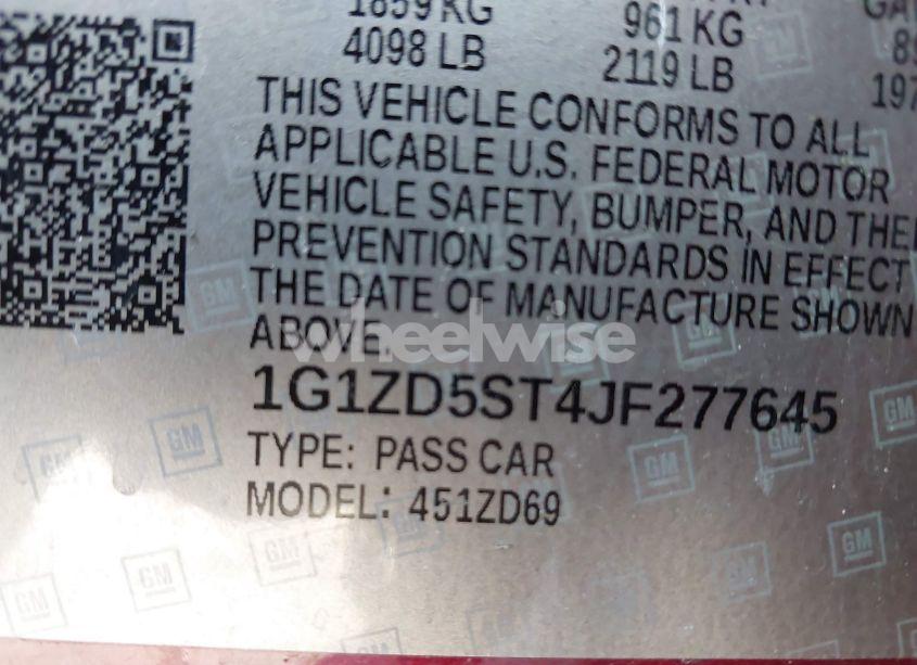 Photo 9 of 2018 Chevrolet Malibu LT (VIN 1G1ZD5ST4JF277645)