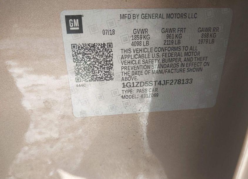 Photo 9 of 2018 Chevrolet Malibu LT (VIN 1G1ZD5ST4JF278133)