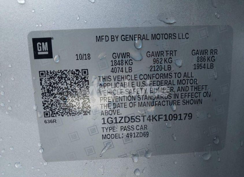 Photo 9 of 2019 Chevrolet Malibu LT (VIN 1G1ZD5ST4KF109179)