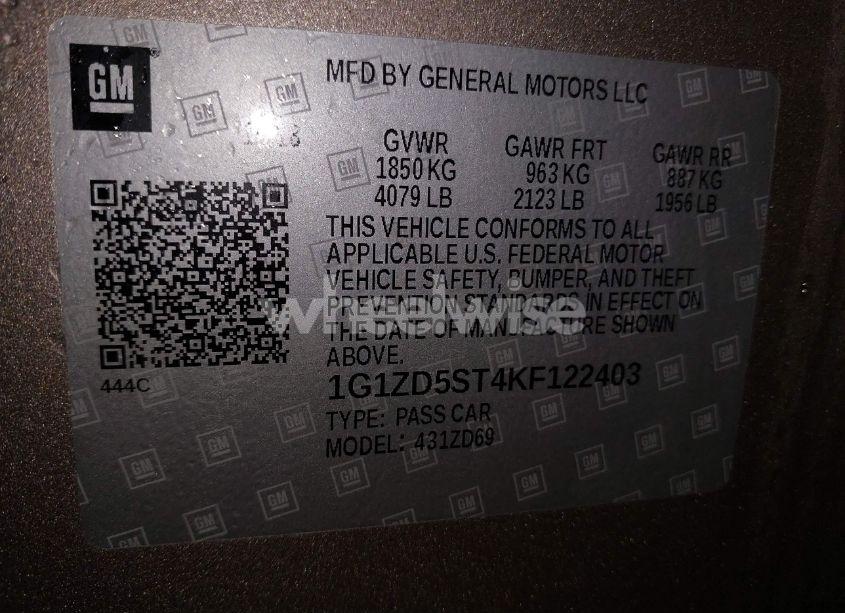 Photo 9 of 2019 Chevrolet Malibu LT (VIN 1G1ZD5ST4KF122403)