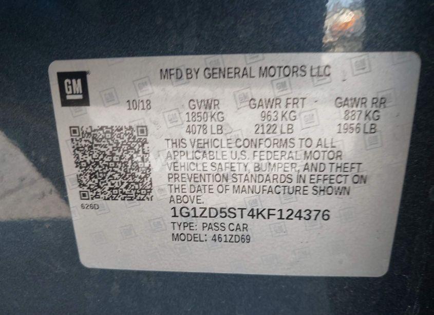 Photo 9 of 2019 Chevrolet Malibu LT (VIN 1G1ZD5ST4KF124376)