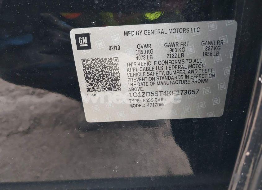Photo 9 of 2019 Chevrolet Malibu LT (VIN 1G1ZD5ST4KF173657)