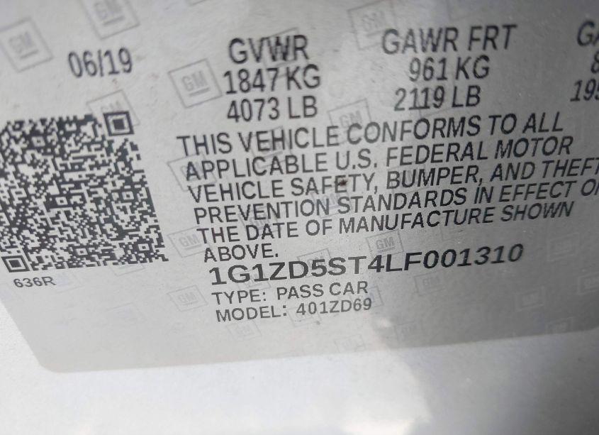 Photo 9 of 2020 Chevrolet Malibu FWD LT (VIN 1G1ZD5ST4LF001310)