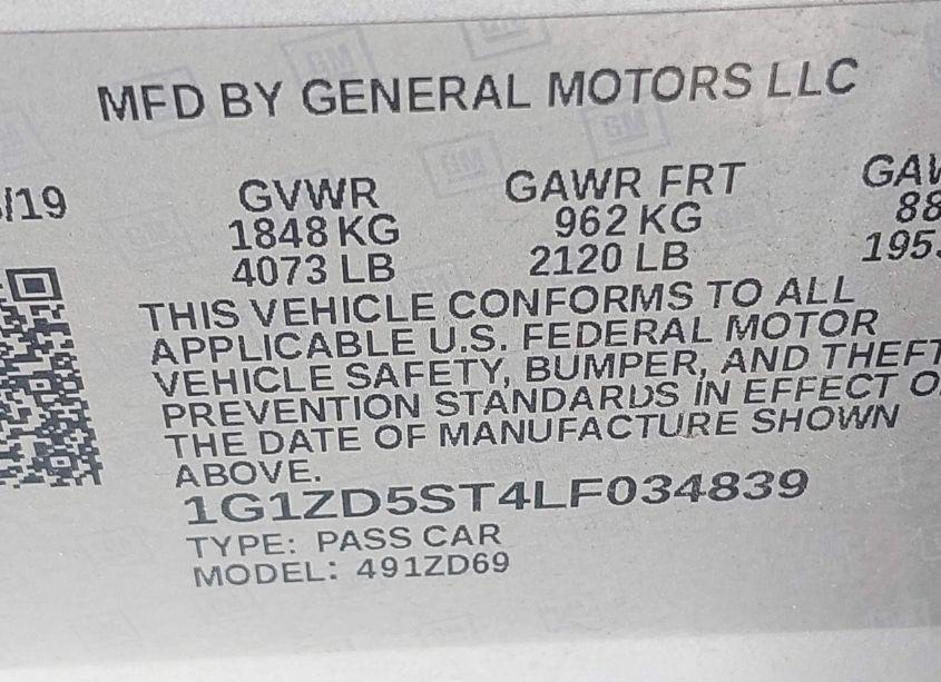 Photo 9 of 2020 Chevrolet Malibu FWD LT (VIN 1G1ZD5ST4LF034839)