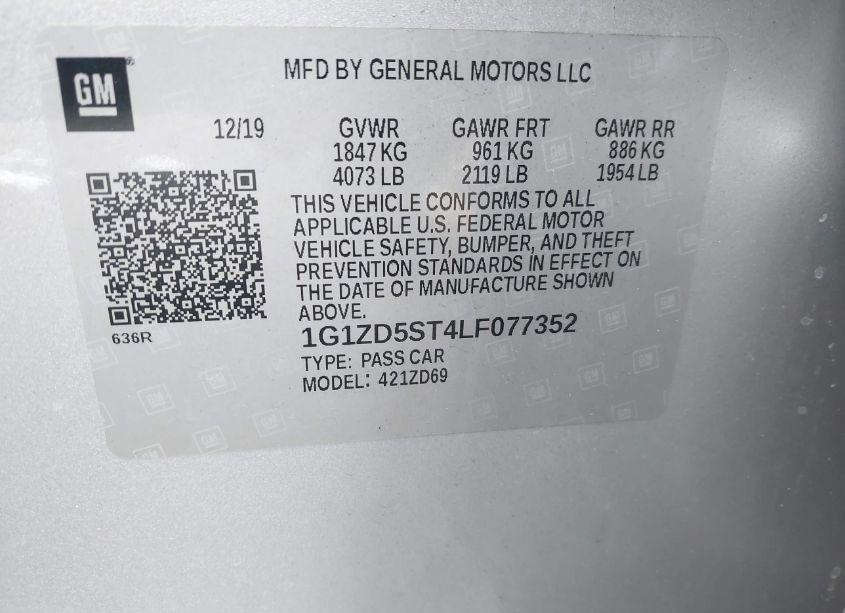 Photo 9 of 2020 Chevrolet Malibu FWD LT (VIN 1G1ZD5ST4LF077352)