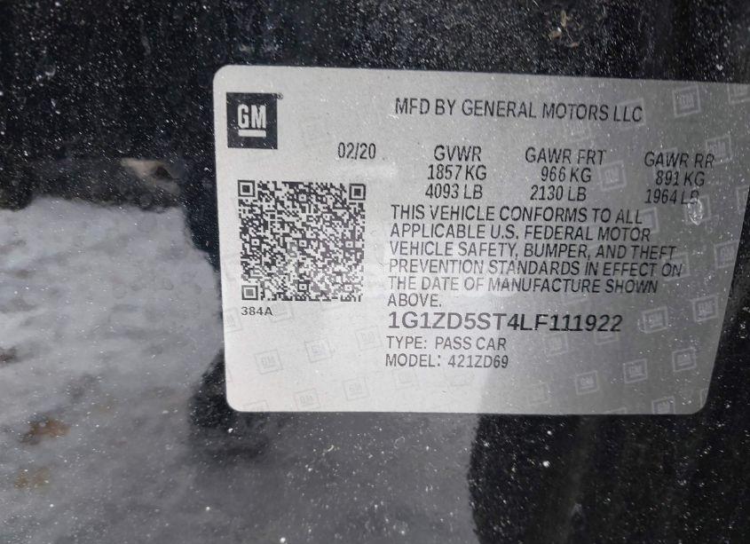 Photo 9 of 2020 Chevrolet Malibu FWD LT (VIN 1G1ZD5ST4LF111922)