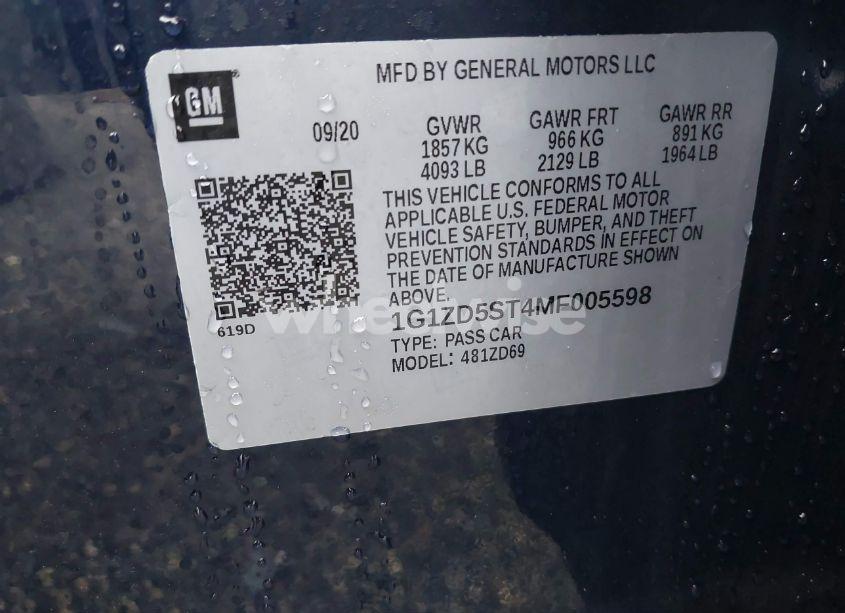 Photo 9 of 2021 Chevrolet Malibu FWD LT (VIN 1G1ZD5ST4MF005598)