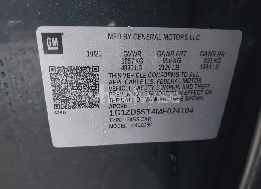 Photo 9 of 2021 Chevrolet Malibu FWD LT (VIN 1G1ZD5ST4MF024104)