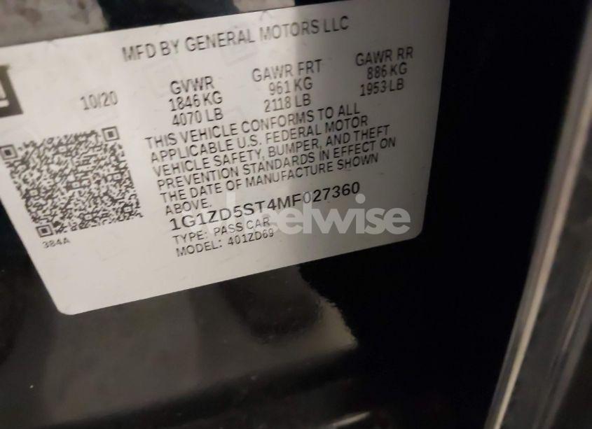 Photo 9 of 2021 Chevrolet Malibu FWD LT (VIN 1G1ZD5ST4MF027360)