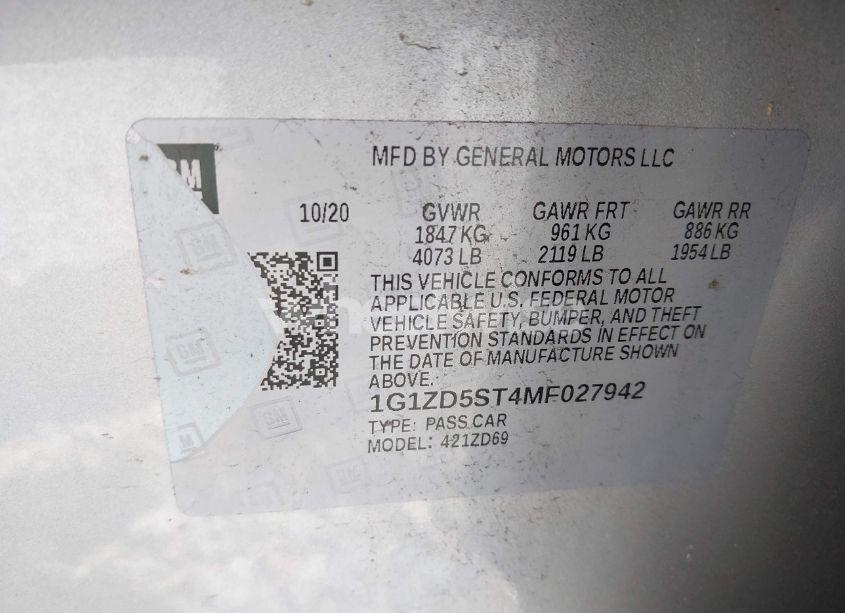 Photo 9 of 2021 Chevrolet Malibu FWD LT (VIN 1G1ZD5ST4MF027942)